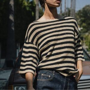 NWT ZARA Cape Cut Striped Sweater